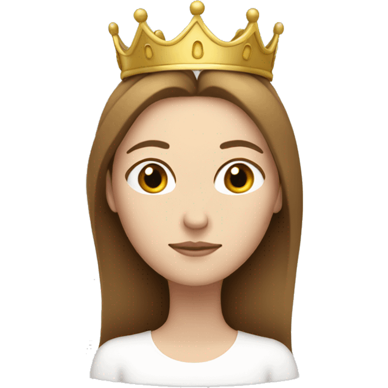 White girl with closed eyes and crown and brown hair emoji