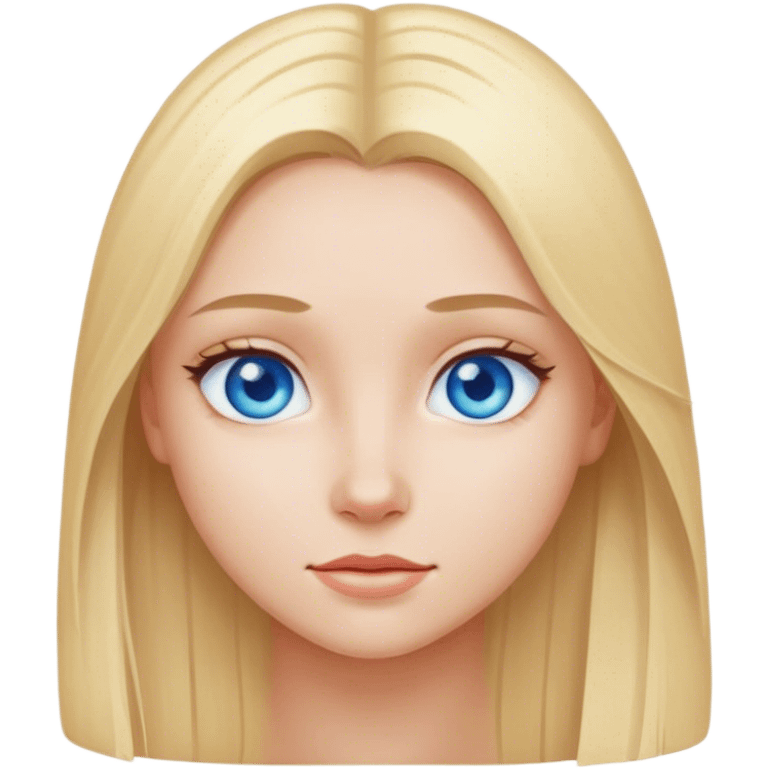 a blonde girl with blue eyes and straight hair  emoji