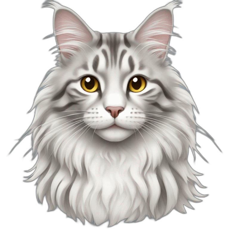 white with gray stripes maine coon cat emoji