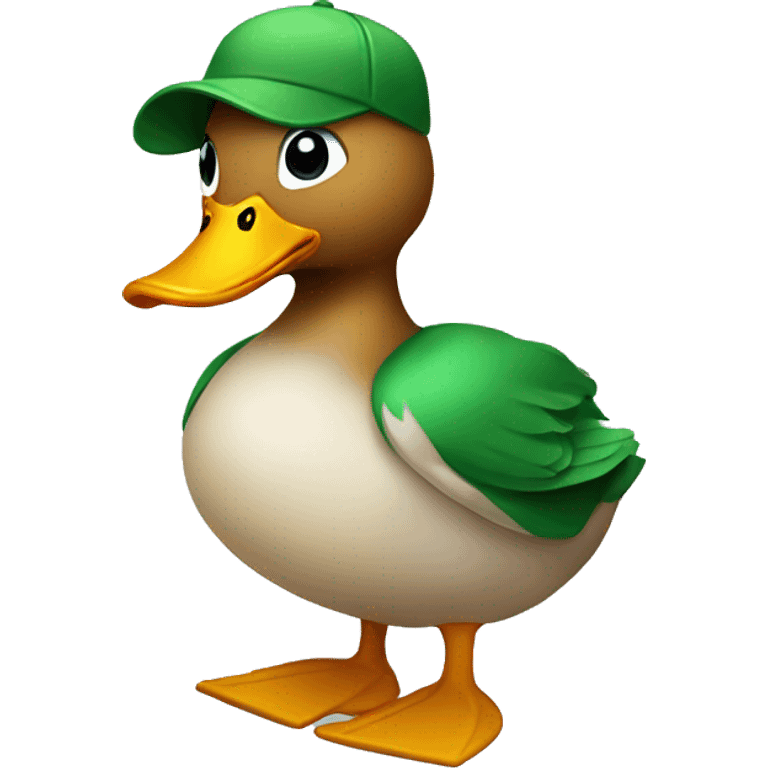 Duck dressed with a green cap  emoji