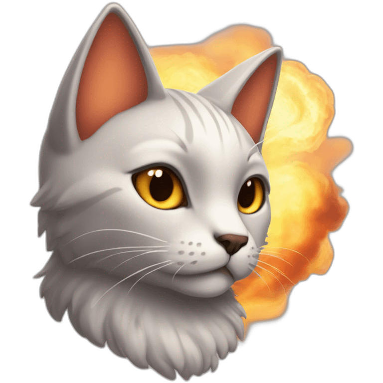 Gato con alas en un cielo de fuego emoji