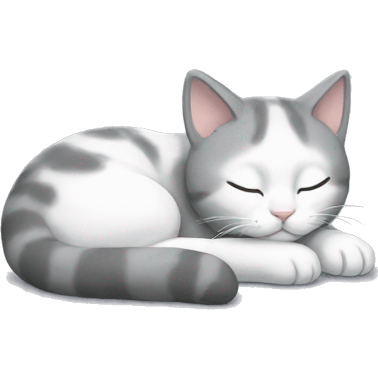 Grey and white kitty sleeping  emoji