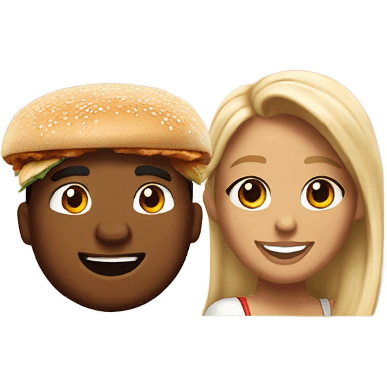 boyfriend and girlfriend eating wingstop chicken sandwhich  emoji