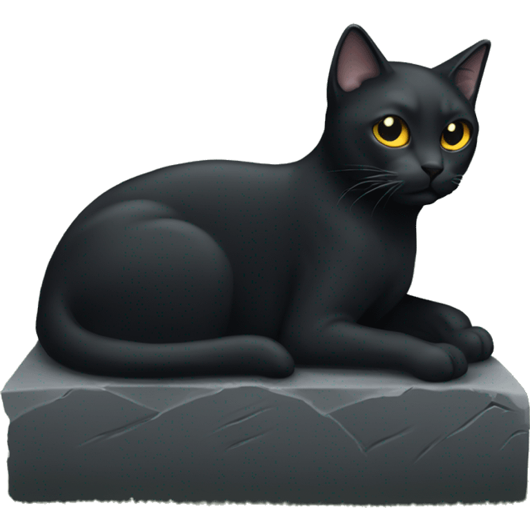 Gravestone with black cat laying near it  emoji