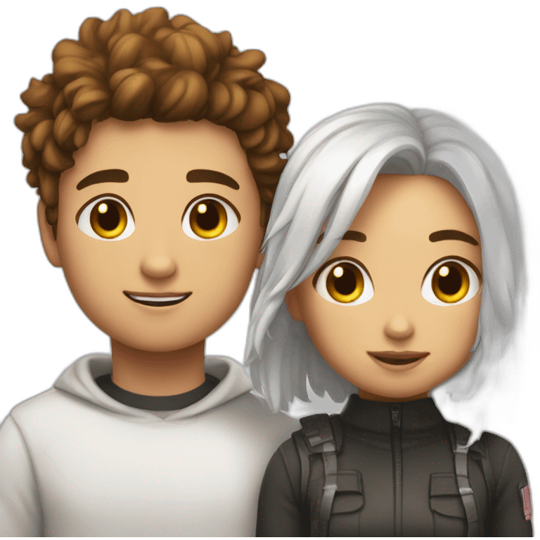 thicc boy and thicc girl, white emoji