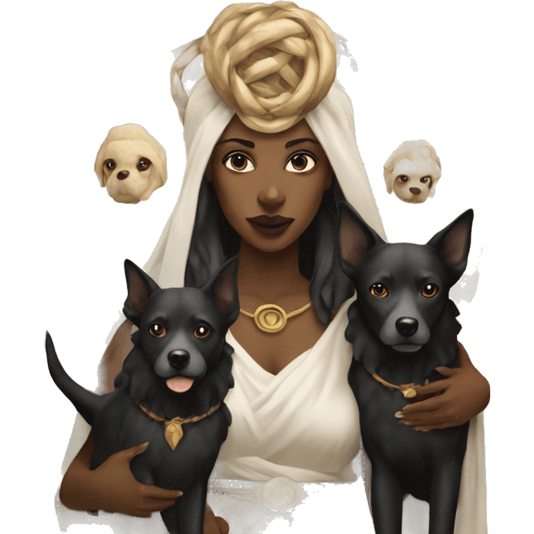 Hekate from Greek mythology with her two dogs emoji