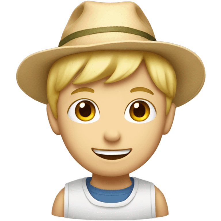 blonde boy with hat and food emoji