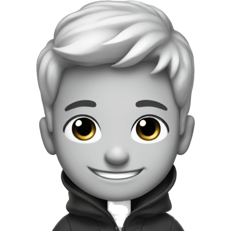 grinning boy in monochrome coat emoji