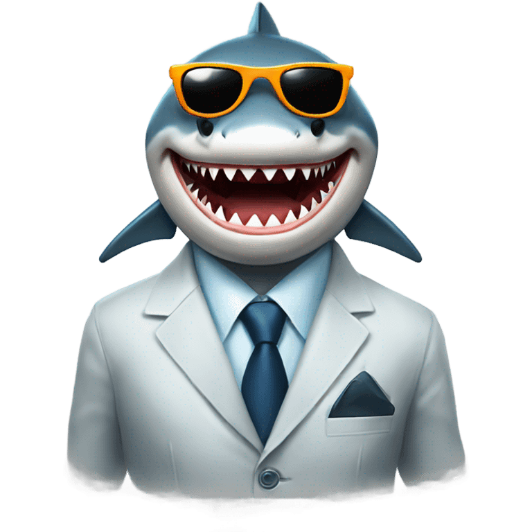 Shark wearing sun glasses and a suit emoji