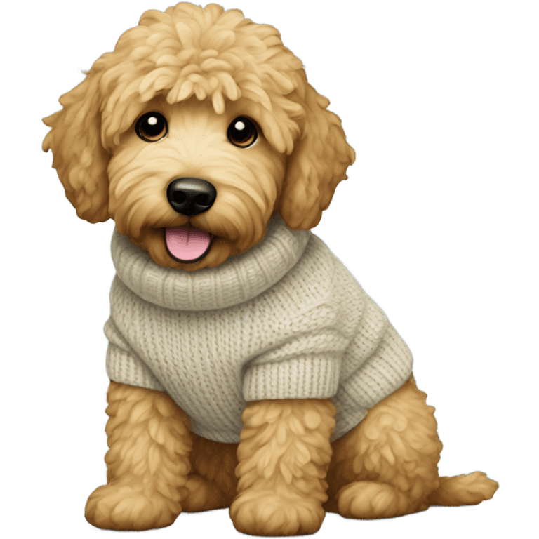 Mini golden doodle with sweater emoji