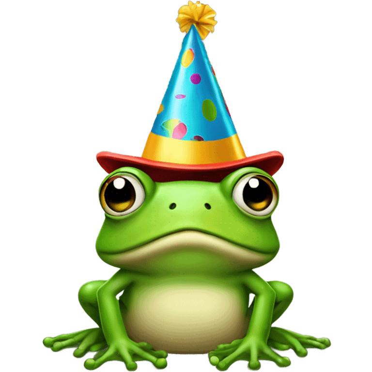 Angry frog with a party hat emoji