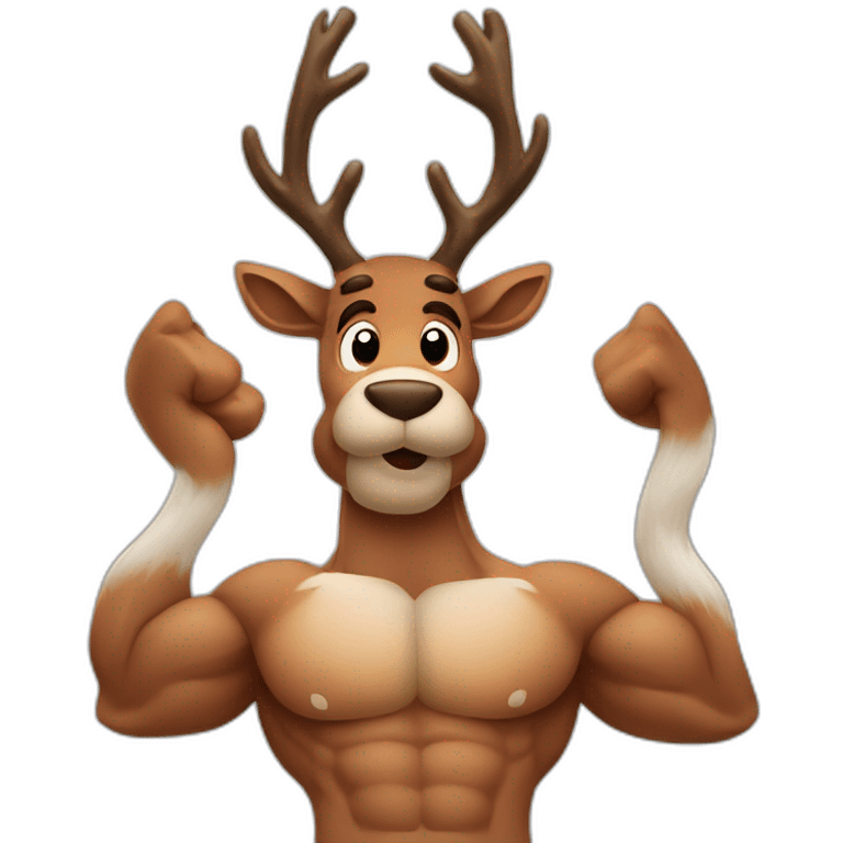 Reindeer muscular showing off biceps masculine emoji