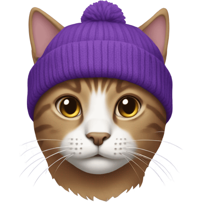 cat wearing a purple beanie emoji