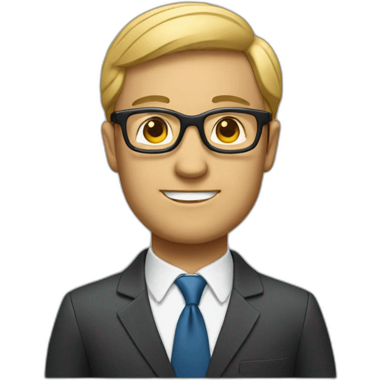 Businessman with glasses and nirebook emoji