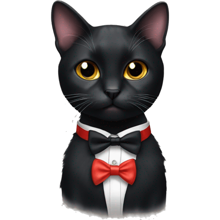 black cat wearing bow tie emoji