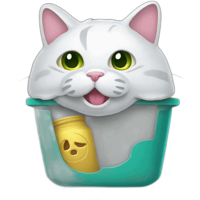 Un chat mort dans une poubelles emoji