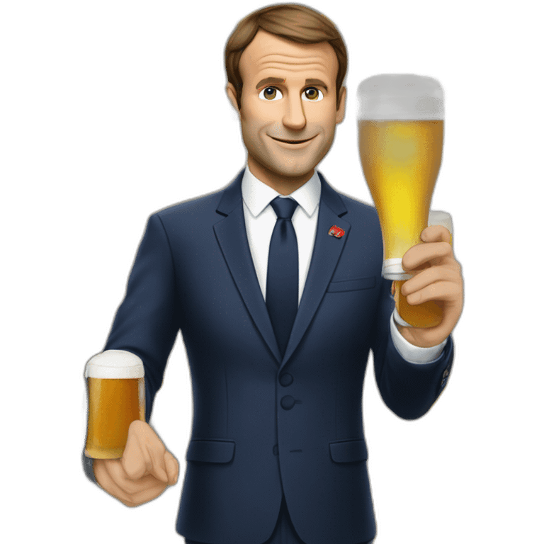 Macron qui boit une bière emoji