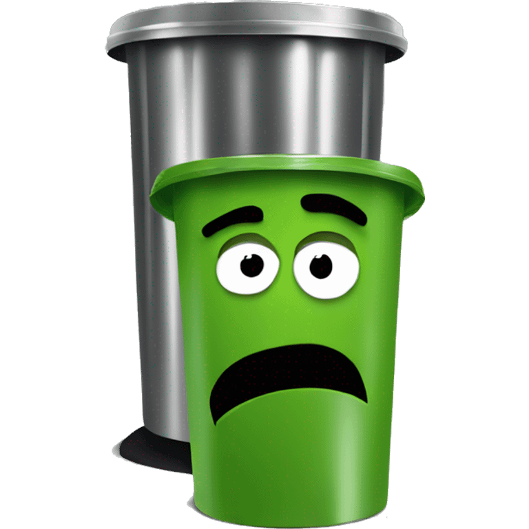 oscar the grouch inside metal trash can emoji