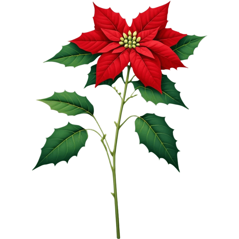 single Poinsettia flower, stem emoji