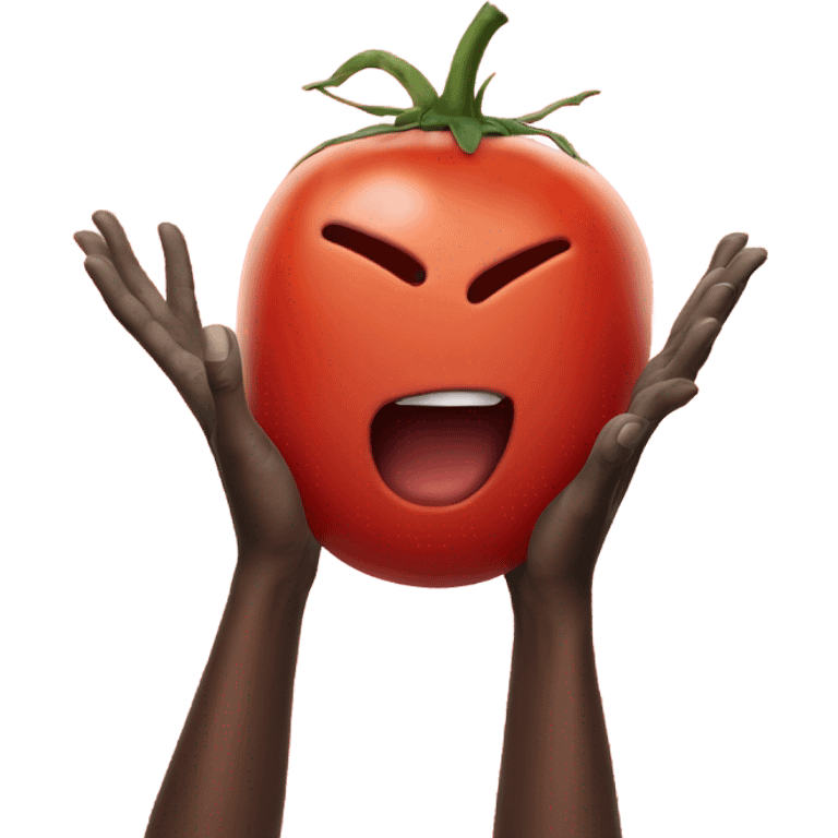 Tomato with hands up emoji