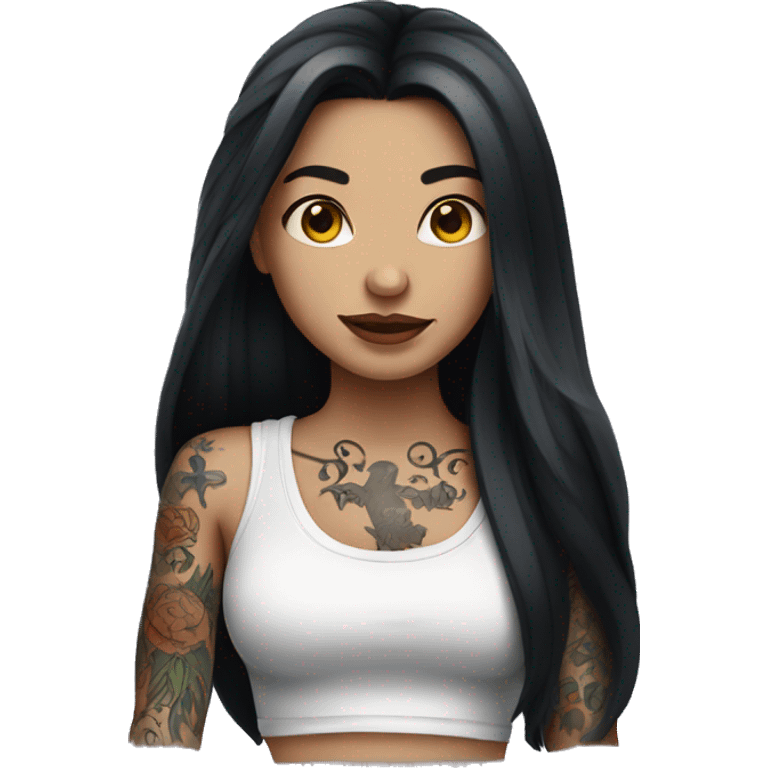 Tattooed girl with long dark hair emoji