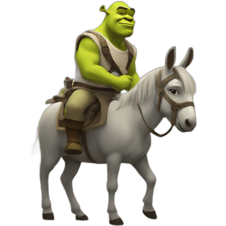 shrek con un burro en una ciudad futurista emoji