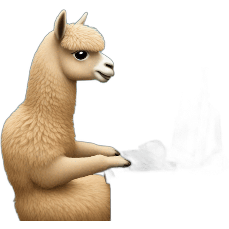 alpaca typing at the computer emoji