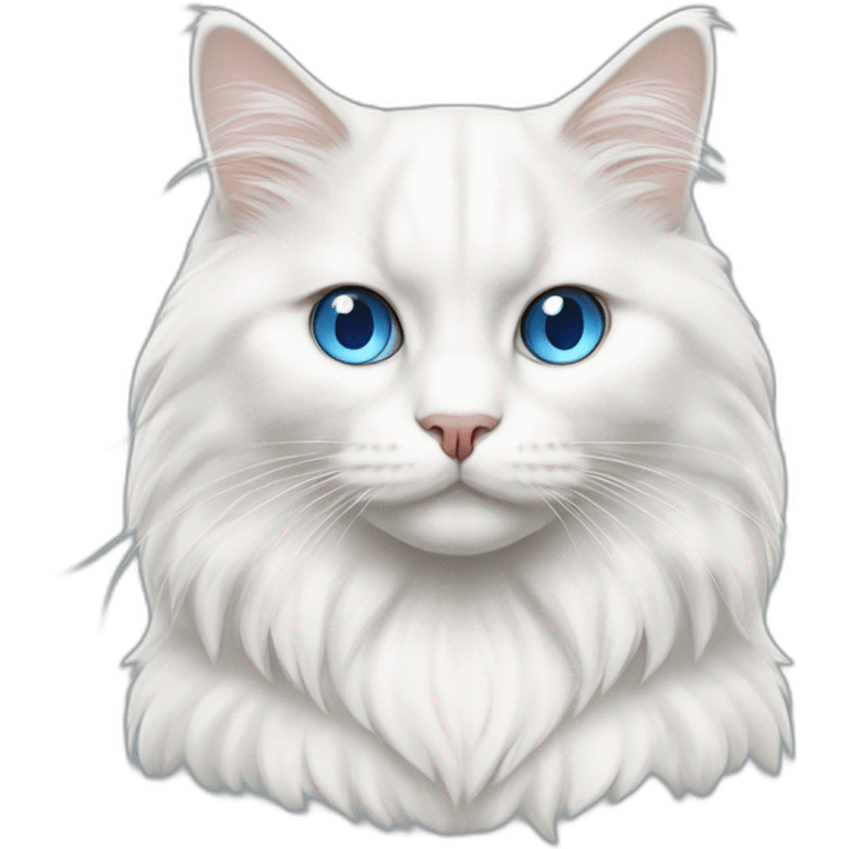 White siberian cat with crey ears and blue eyes emoji