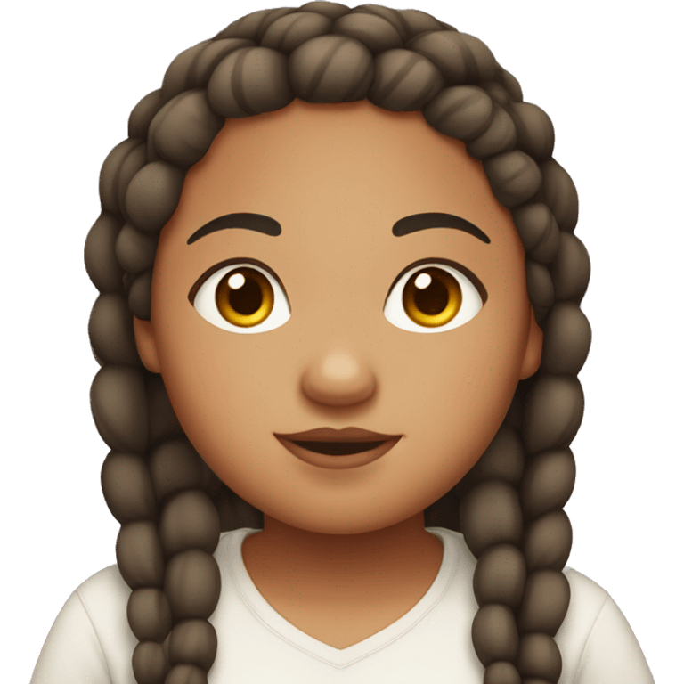 Chubby mixed race girl with braids emoji