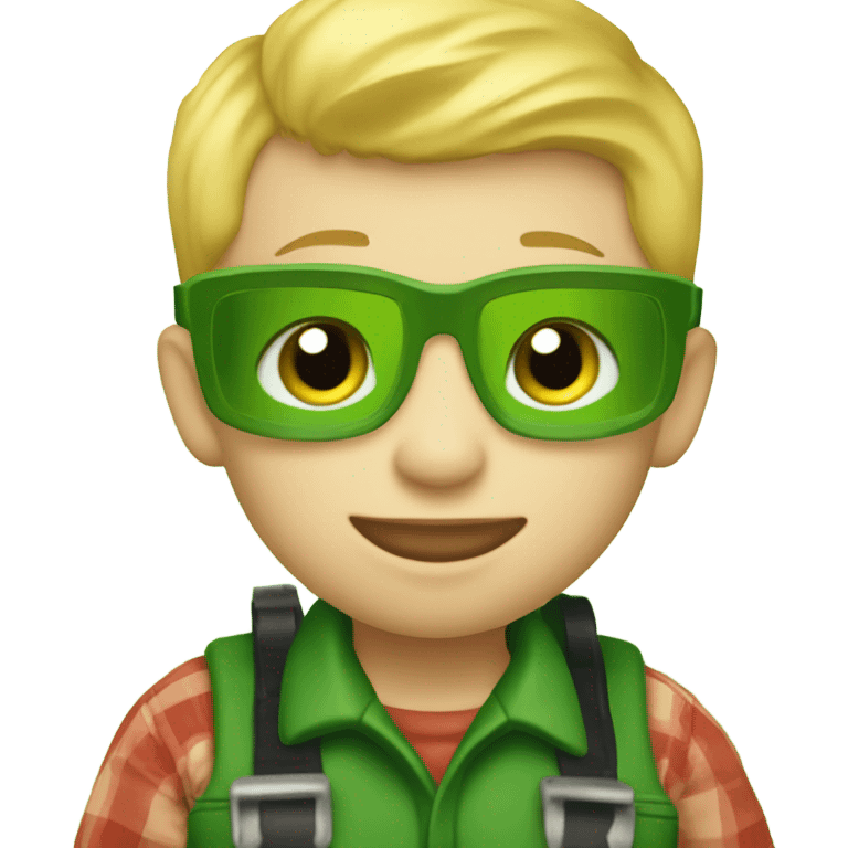 3 year old Blonde headed little boy riding a John Deere tractor emoji