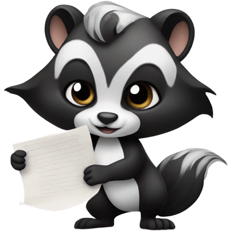 Skunk holding drawing paper  emoji