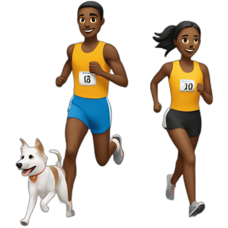 Two runners with dogs emoji