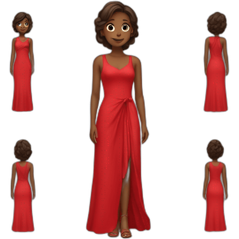 A girl is wearing a long red dress. emoji