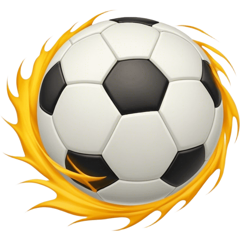 Cinematic Realistic image of a soccer ball soaring through the air, capturing dynamic motion and finely detailed textures with a dramatic, high-energy lighting that evokes the thrill of the game emoji