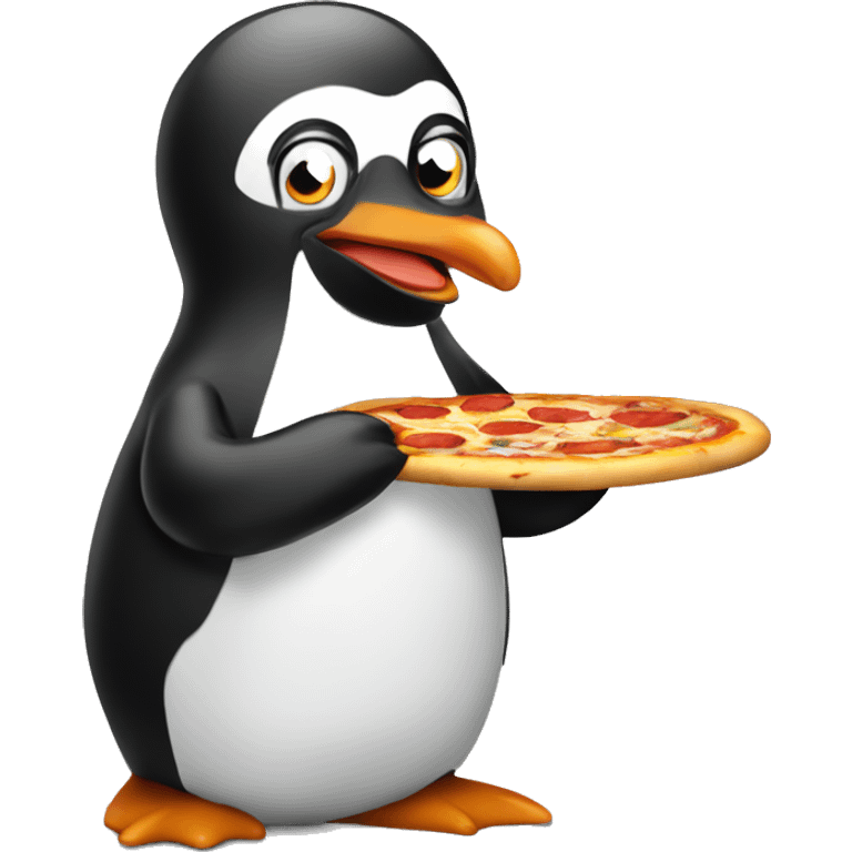 Pinguin making a pizza emoji