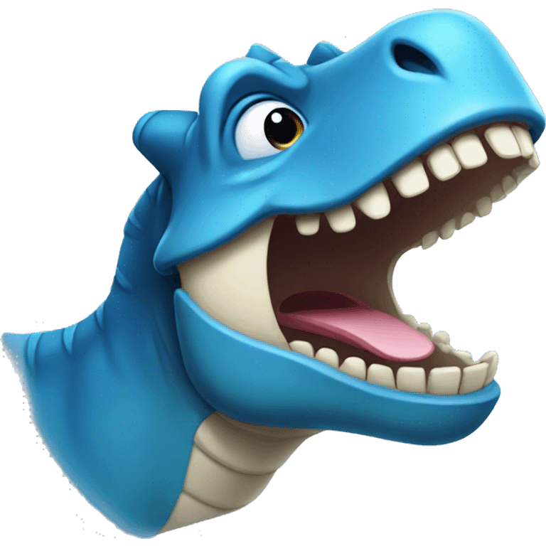 blue whatsapp dinosaur laughing emoji