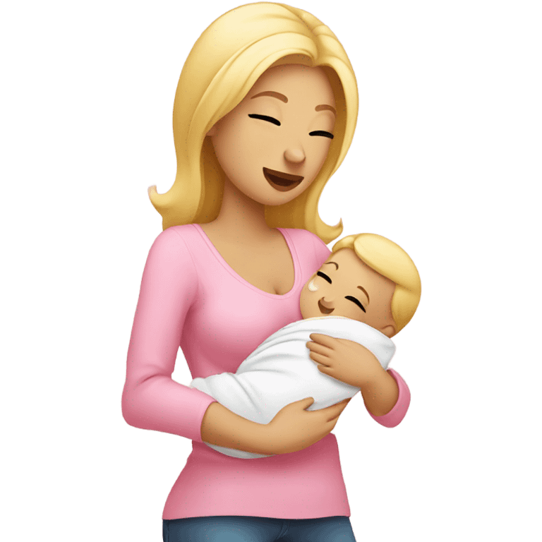 blonde woman breast feeding baby. light pink shirt emoji