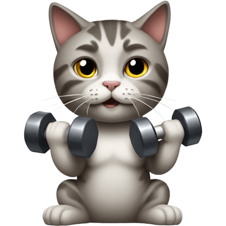 Cat lifting weights emoji