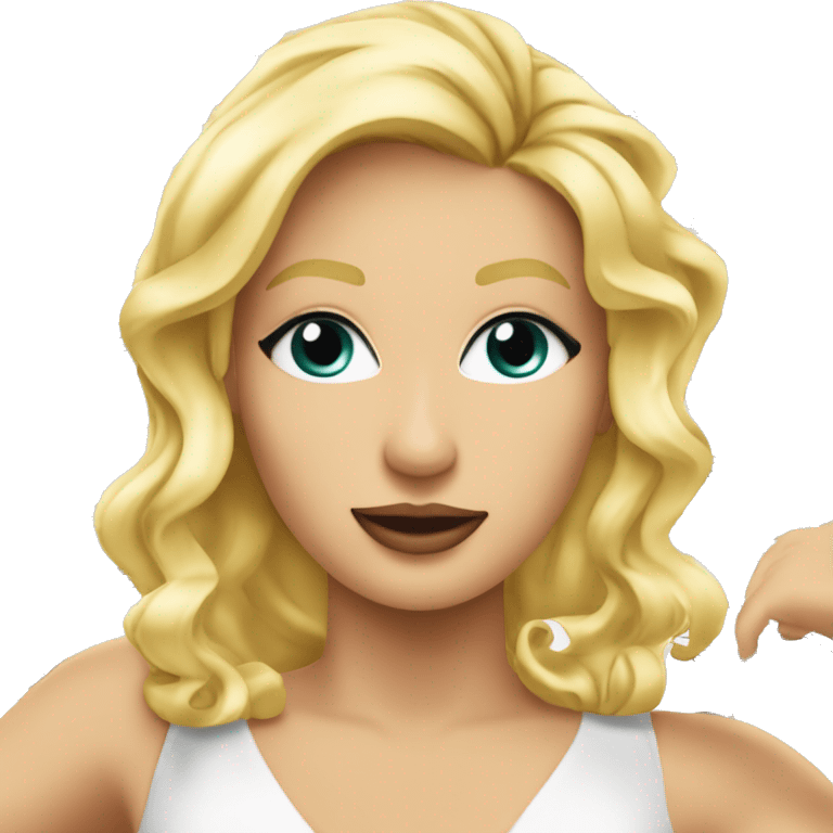 chanteuse blonde sur scène avec un micro et des notes de musique  emoji