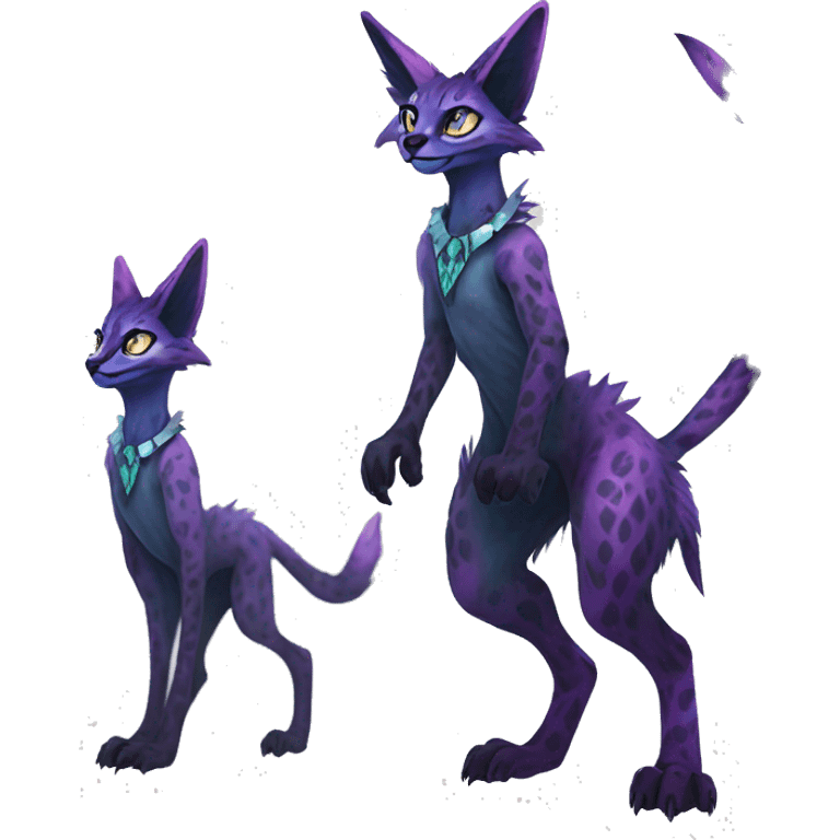 Epic Edgy Colorful ethereal eldritch Sergal-Serval-Fionbri full body emoji