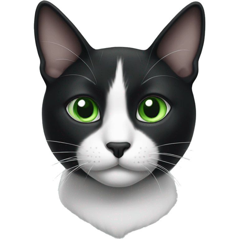 Black and white cat and green eyes  emoji