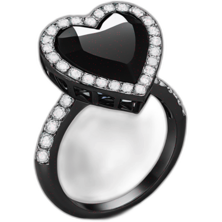 Anillo con diamante de corazon negro emoji