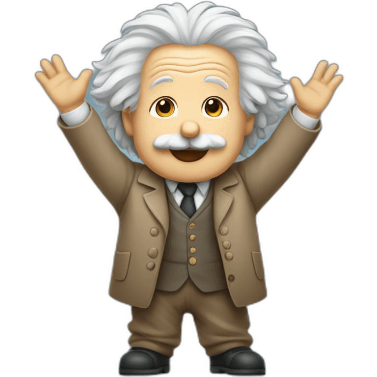 albert einstein full body cute hands in the air  emoji