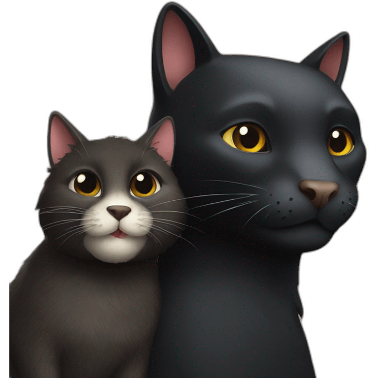 Black cat and a beaver friendship  emoji