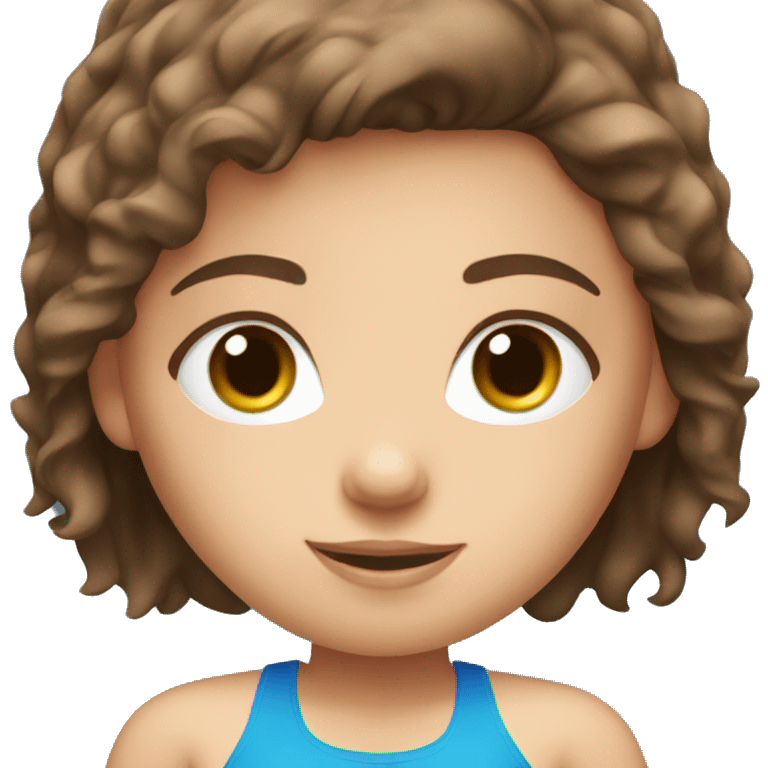 Young Girl with brown hair and blue eyes wearing a blue bikini emoji