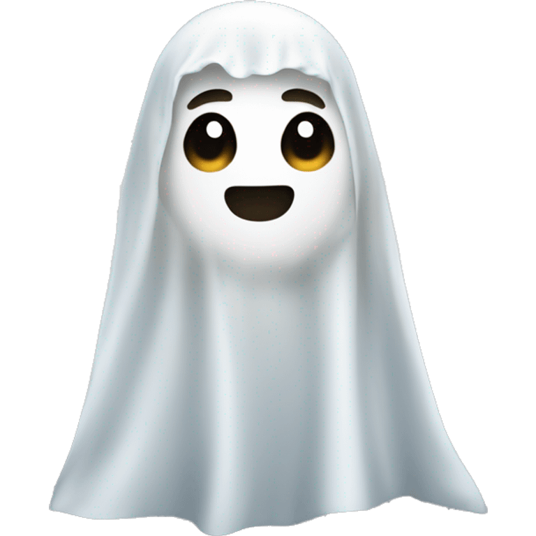 un niño feliz disfrazado de fantasma de Halloween emoji