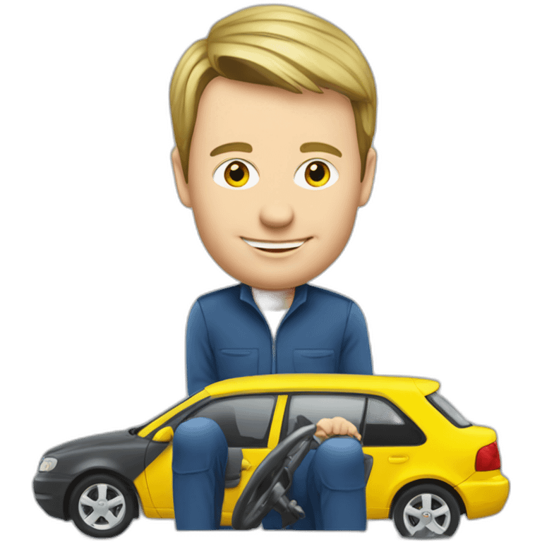 Gerry McCann valeting the hire car emoji