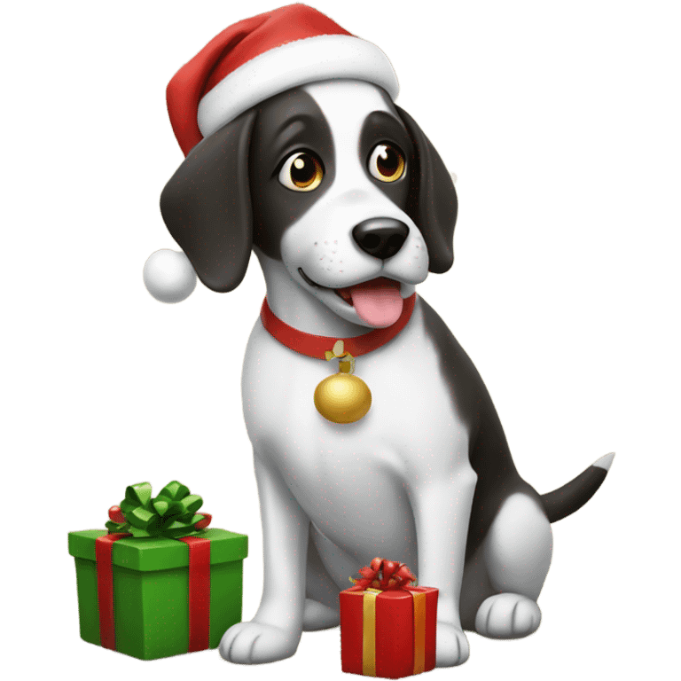 Christmas dog with presents  emoji