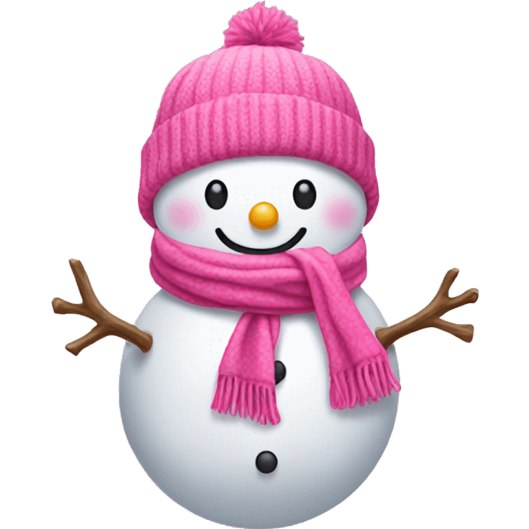 Pink snowman with pink hat and scarf emoji