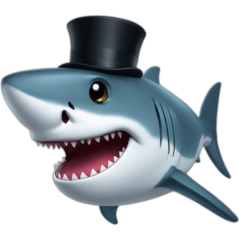 Shark with a top hat emoji